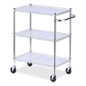 Three Shelf Wire Cart Silver