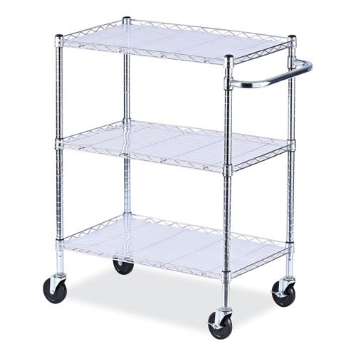 Three Shelf Wire Cart Silver