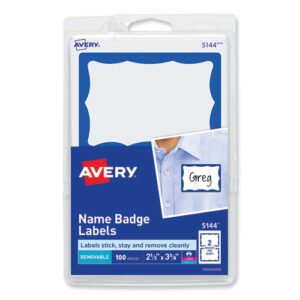 Name Badges Blue Border 100/ Pack